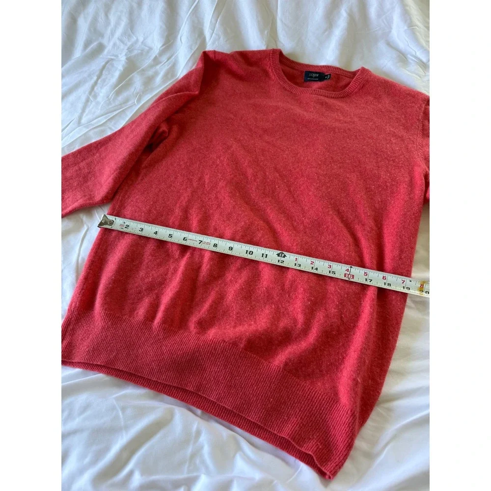 J.Crew Womens 100% Cashmere Crewneck Sweater Coral Red Size M Long Sleeve